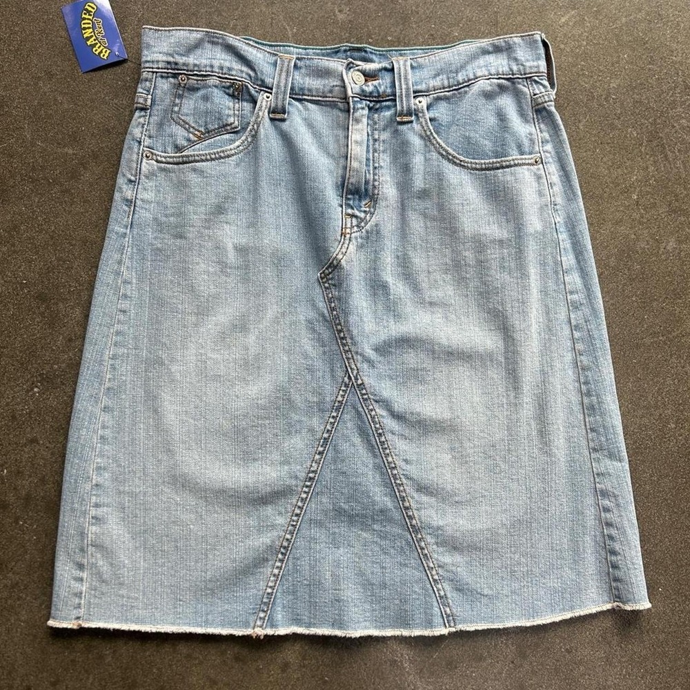 Levi's Light Wash Denim Midi Skirt with Center Panel